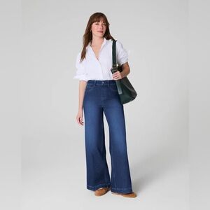 SPANX Wide Leg Denim Jeans – High Rise Pull-On Tummy Control Shaping size S